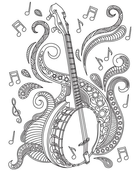 adult music coloring pages|Music coloring pages for Adults .